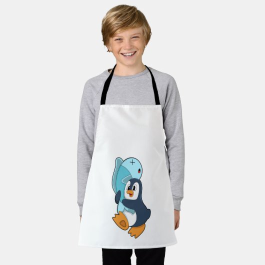 Penguin with Fish Schort (Gedragen)