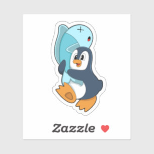 Penguin with Fish Sticker