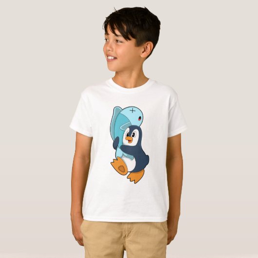 Penguin with Fish T-shirt (Voorkant volledig)