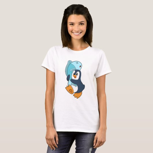 Penguin with Fish T-shirt (Voorkant volledig)