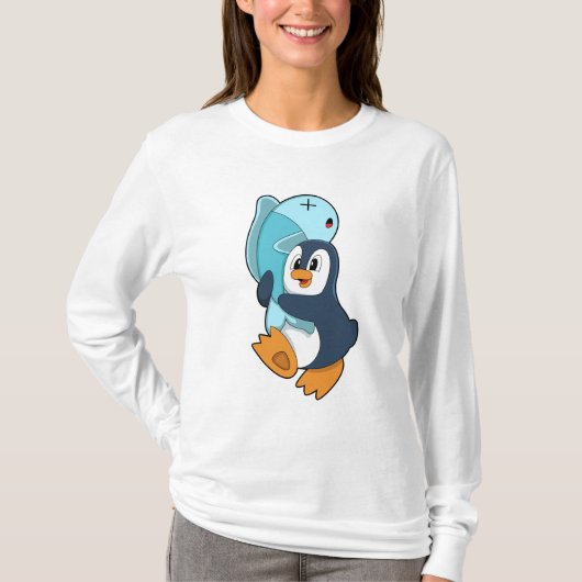 Penguin with Fish T-shirt (Voorkant)