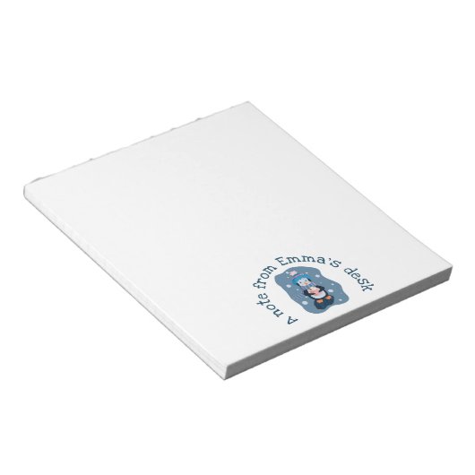 Penguin with Hot Cocoa Cup Winter Notepad Notitieblok (Schuin)