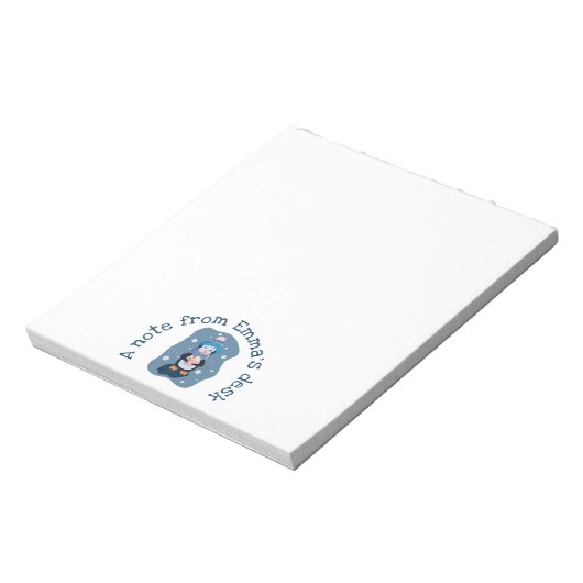 Penguin with Hot Cocoa Cup Winter Notepad Notitieblok (Linkerzijde)