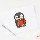 Penguin With Hot Cocoa – Cute Animal Sticker (Envelop)