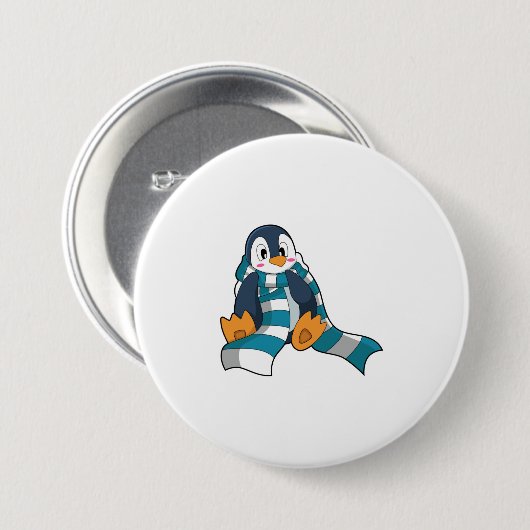 Penguin with Scarf Ronde Button 7,6 Cm (Voorkant /achterkant)