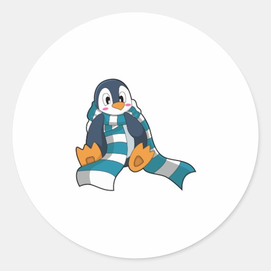 Penguin with Scarf Ronde Sticker (Voorkant)