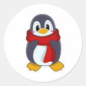 Penguin with Scarf Ronde Sticker (Voorkant)