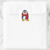 Penguin with Scarf Vierkante Sticker (Tas)