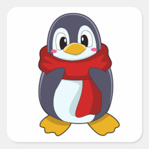 Penguin with Scarf Vierkante Sticker