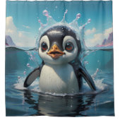 Penguin Wonderland badkamer Douchegordijn (Voorkant)