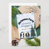Penguin Wonderland Christmas Invitation Kaart (Voorkant / Achterkant)