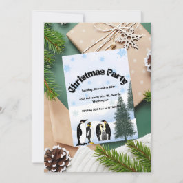 Penguin Wonderland Christmas Invitation Kaart