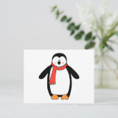 Penguin Wrapped in Red Scarf Briefkaart (Staand voorkant)