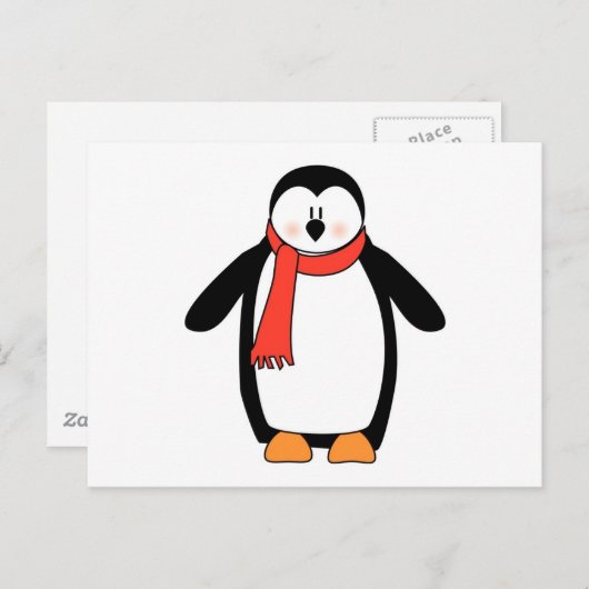 Penguin Wrapped in Red Scarf Briefkaart (Voorkant / Achterkant)