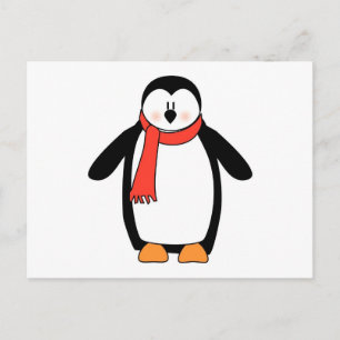 Penguin Wrapped in Red Scarf Briefkaart