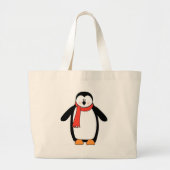 Penguin Wrapped in Red Scarf Grote Tote Bag (Voorkant)