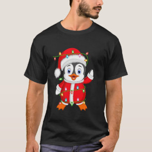 Penguin Xmas Verlichting Santa Kostuum Penguin Chr T-shirt