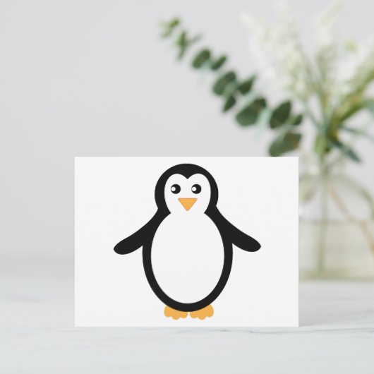Penguin (zwart-wit) briefkaart (Staand voorkant)