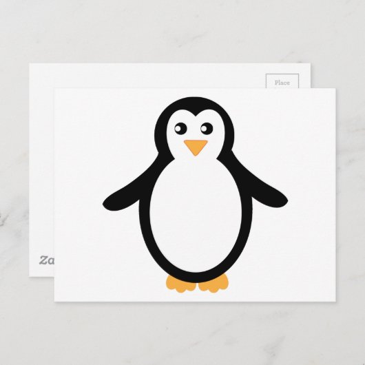 Penguin (zwart-wit) briefkaart (Voorkant / Achterkant)