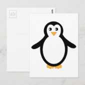 Penguin (zwart-wit) briefkaart (Voorkant / Achterkant)