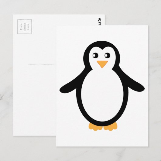 Penguin (zwart-wit) briefkaart (Voorkant / Achterkant)
