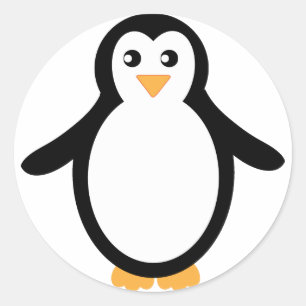 Penguin (zwart-wit) ronde sticker