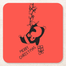 Penguine distributing christmas gifts kartonnen onderzetters