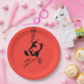 Penguine distributing christmas gifts papieren bordje (Feest)