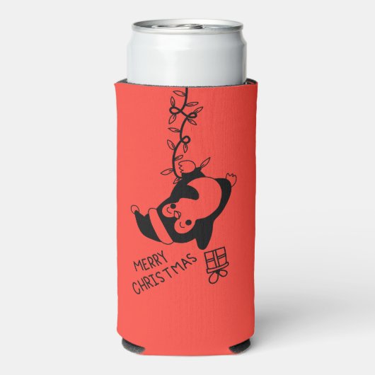 Penguine distributing christmas gifts seltzer blikjeskoeler (Seltzer Achterkant)