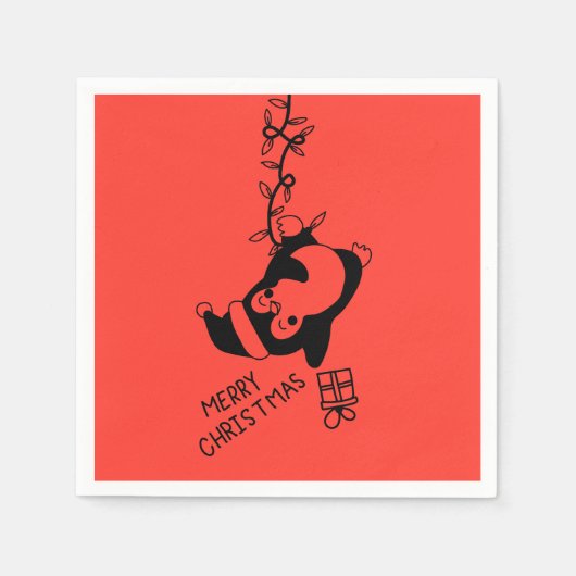 Penguine distributing christmas gifts servet (Voorkant)