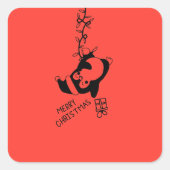 Penguine distributing christmas gifts vierkante sticker (Voorkant)