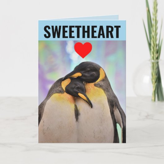PENGUINES ROMANTISCH HUMOROUS WENSKAART KAART (Voorkant)