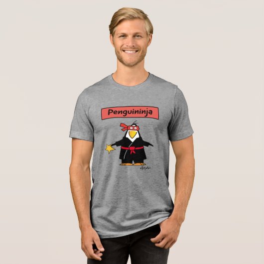 PENGUININJA penguin ninja door Sandra Boynton T-Sh Tri-Blend Shirt (Voorkant volledig)