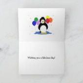 Penguins and Balloons Birthday Greeting Kaart (Binnen)