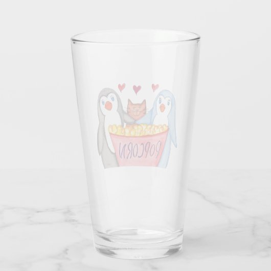 Penguins and Popcorn Glas (Achterkant)