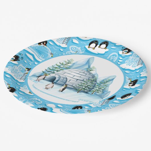 Penguins At Play Paper Plate Papieren Bordje (Gekanteld)