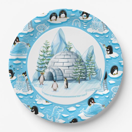 Penguins At Play Paper Plate Papieren Bordje (Voorkant)