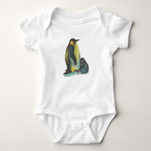 Penguins Baby Jersey Bodysuit, White Romper