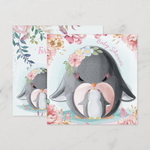 Penguins Baby shower Invitation Kaart