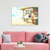 Penguin's Beach Bar Canvas Afdruk (Insitu (Woonkamer))