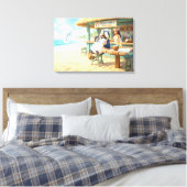 Penguin's Beach Bar Canvas Afdruk (Insitu (Slaapkamer))