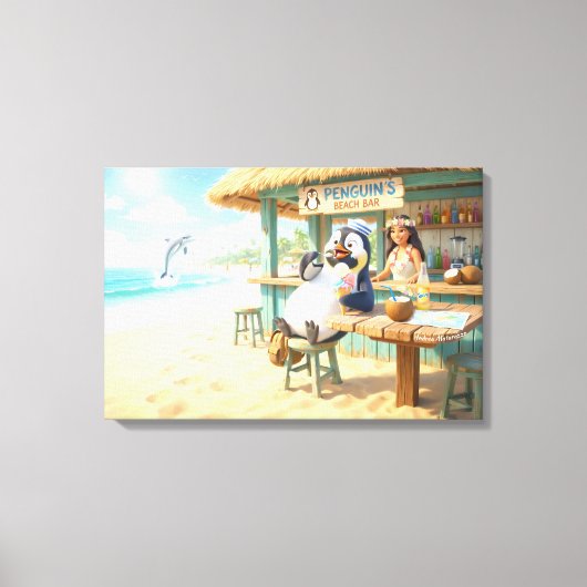Penguin's Beach Bar Canvas Afdruk (Voorkant)