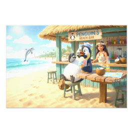 Penguin's Beach Bar Foto Afdruk