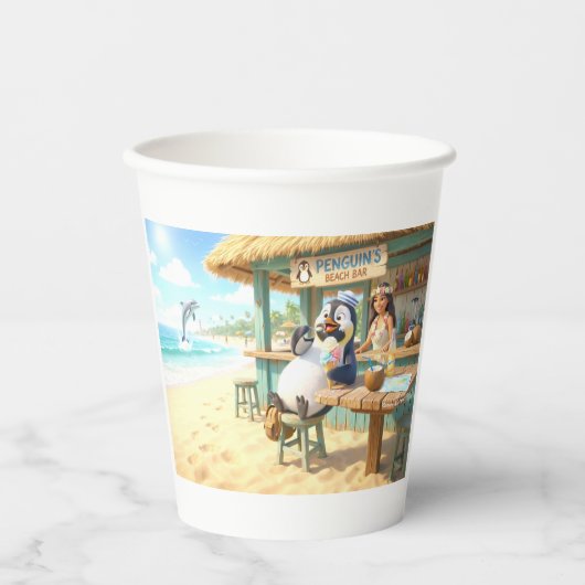Penguin's Beach Bar Papieren Bekers (Voorkant)