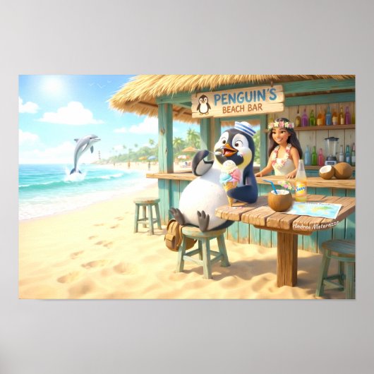 Penguin's Beach Bar Poster (Voorkant)