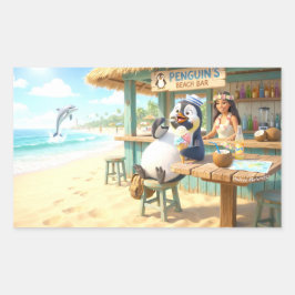 Penguin's Beach Bar Rechthoekige Sticker
