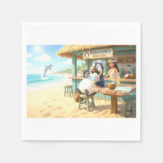 Penguin's Beach Bar Servet (Voorkant)