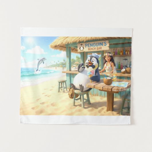 Penguin's Beach Bar Wandkleed (Voorkant (horizontaal))