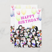 Penguins Birthday Card (Voorkant / Achterkant)