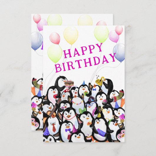 Penguins Birthday Card (Voorkant / Achterkant)